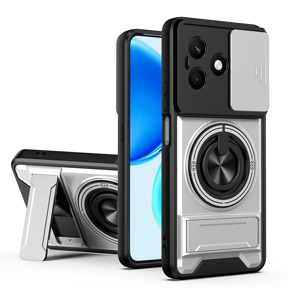 KEYSION Магнитный чехол для телефона для HONOR X8d Защита камеры со сдвижной крышкой Вертикальная подставка Кольцо 360° Ударопрочная задняя крышка для Honor X8d