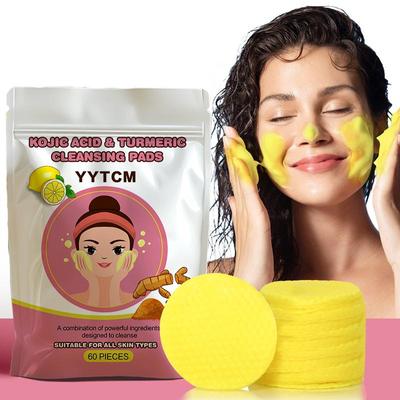 Очищающее средство с койевой кислотой, куркумой и лимоном, очищающие диски для лица, глубокое очищение, увлажнение, 60 листов/упаковка