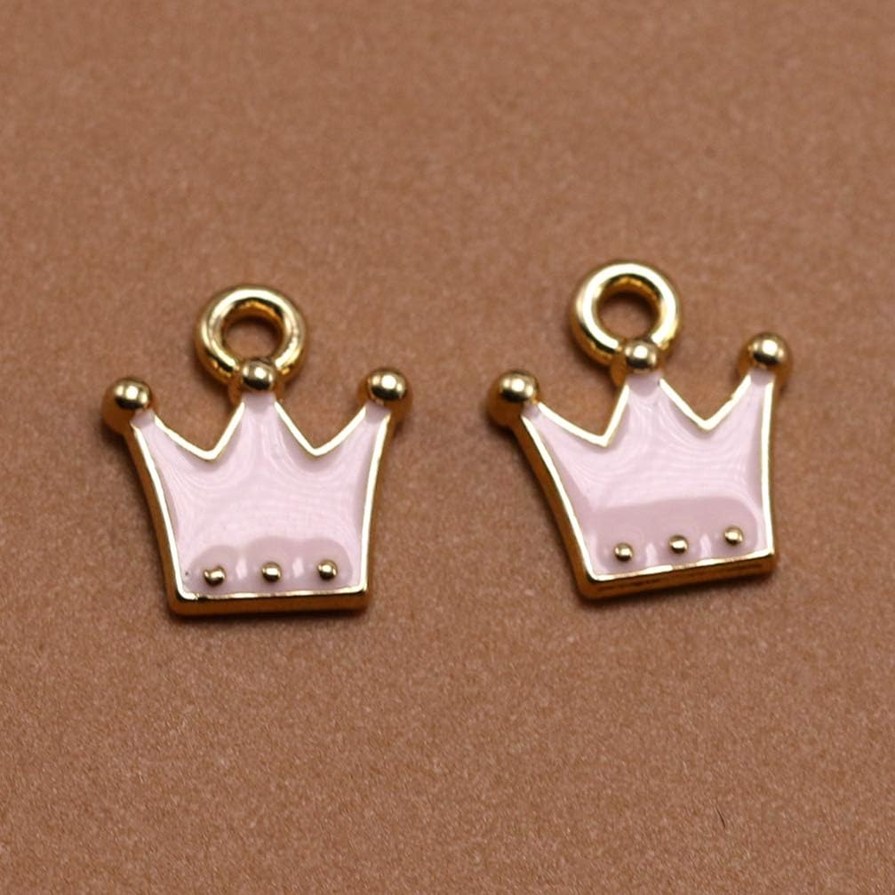 KESYOO 20pcs Crown Charm Pendants Enamel Jewelry Making Charm for DIY Jewelry Making Keychain Ornaments(Pink)