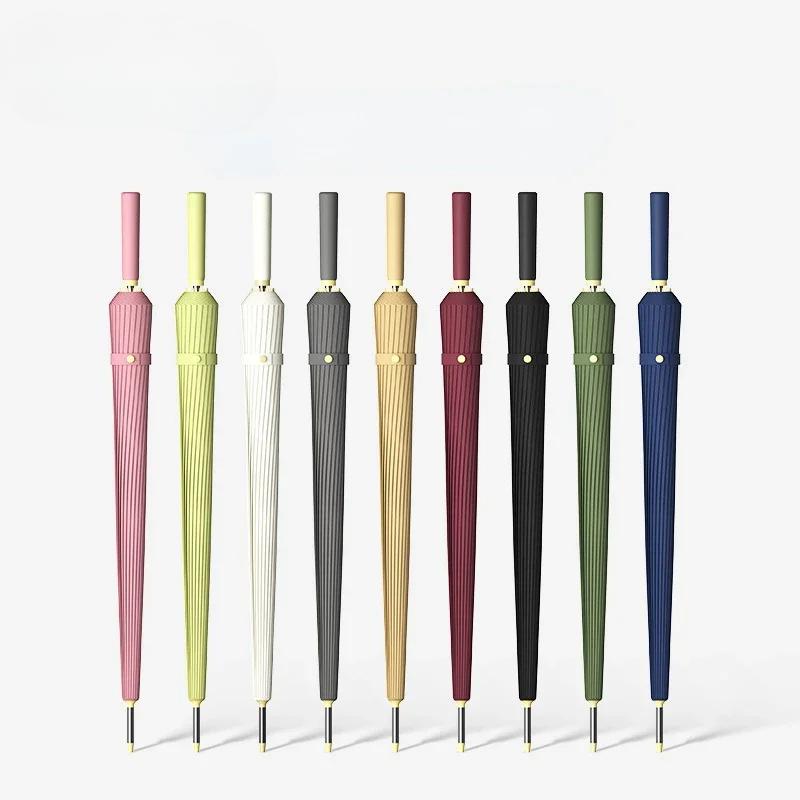 24 Bones автоматический открывающийся и закрывающийся зонт с прямой ручкой и длинной ручкой деловой мужской подарочный зонт