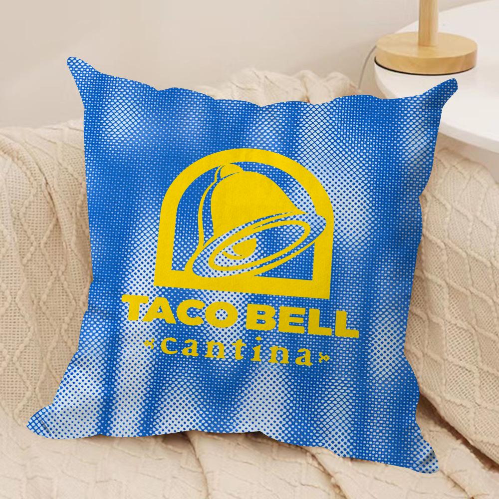 Mexican Flavor T-Taco Bell Cushion Cover Soft Plush Fabric Double-Sided Printed Sofa Cushion Cover for All Seasons Home Decor