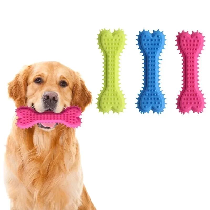 1pcs Pet Bone Shaped Dog Chew Toys Teeth Cleaning Chew Toys, Dog Rubber Toothbrush Stick Chew Toys For Training