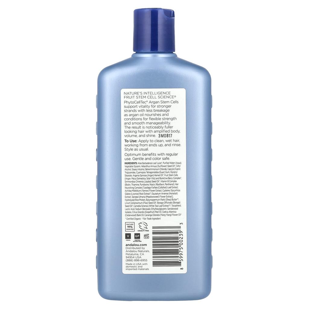 Andalou Naturals Аргановые стволовые клетки, Кондиционер, Для тонких волос, Антивозрастной, 11,5 жидких унций (340 мл)