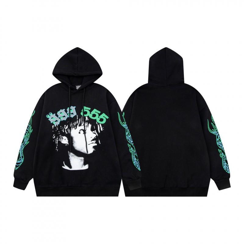 Sp5der Hoodie Unisex Oversized Cotton Pullover With Foil Letter Print Fall Casual Streetwear