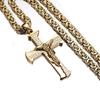 Stainless Steel Cross Necklaces Crucifix Pendant & Necklace for Men Fashion Gold Stainless Steel 6mm Byzantine Chain