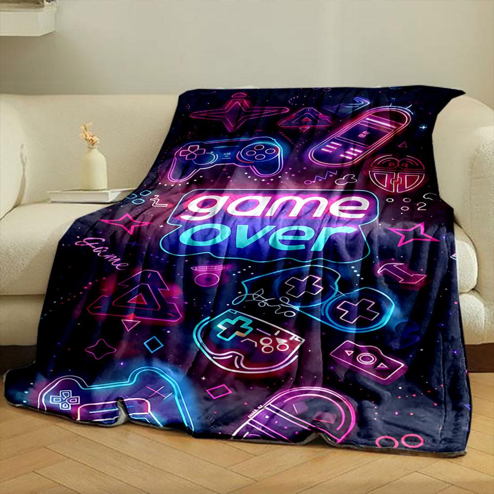 Retro Neon Game Over Design print blanket soft and cozy perfect for the living room bed sofa or a nap,gift