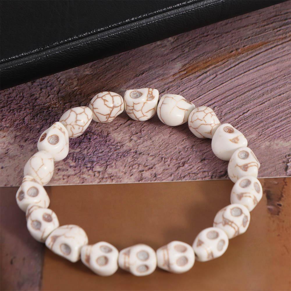 Vintage Design Skull Beaded Bracelet Punk Bangle Personalized Skeleton Beaded Bracelet Friend Gift