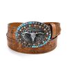 Belt with Cow Head Large Buckle Trendy Retro Style Young Men's Punk Leather Belt