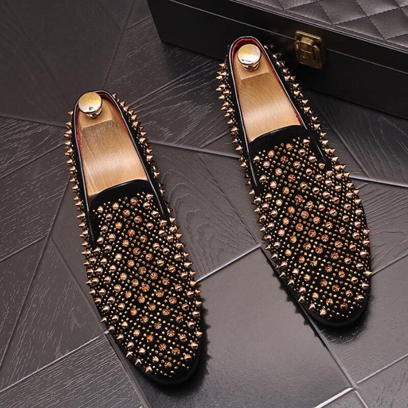 Модные летние мужские кожаные туфли-оверстепы Модные туфли-лоферы с заклепками Модная обувь для парикмахеров a9