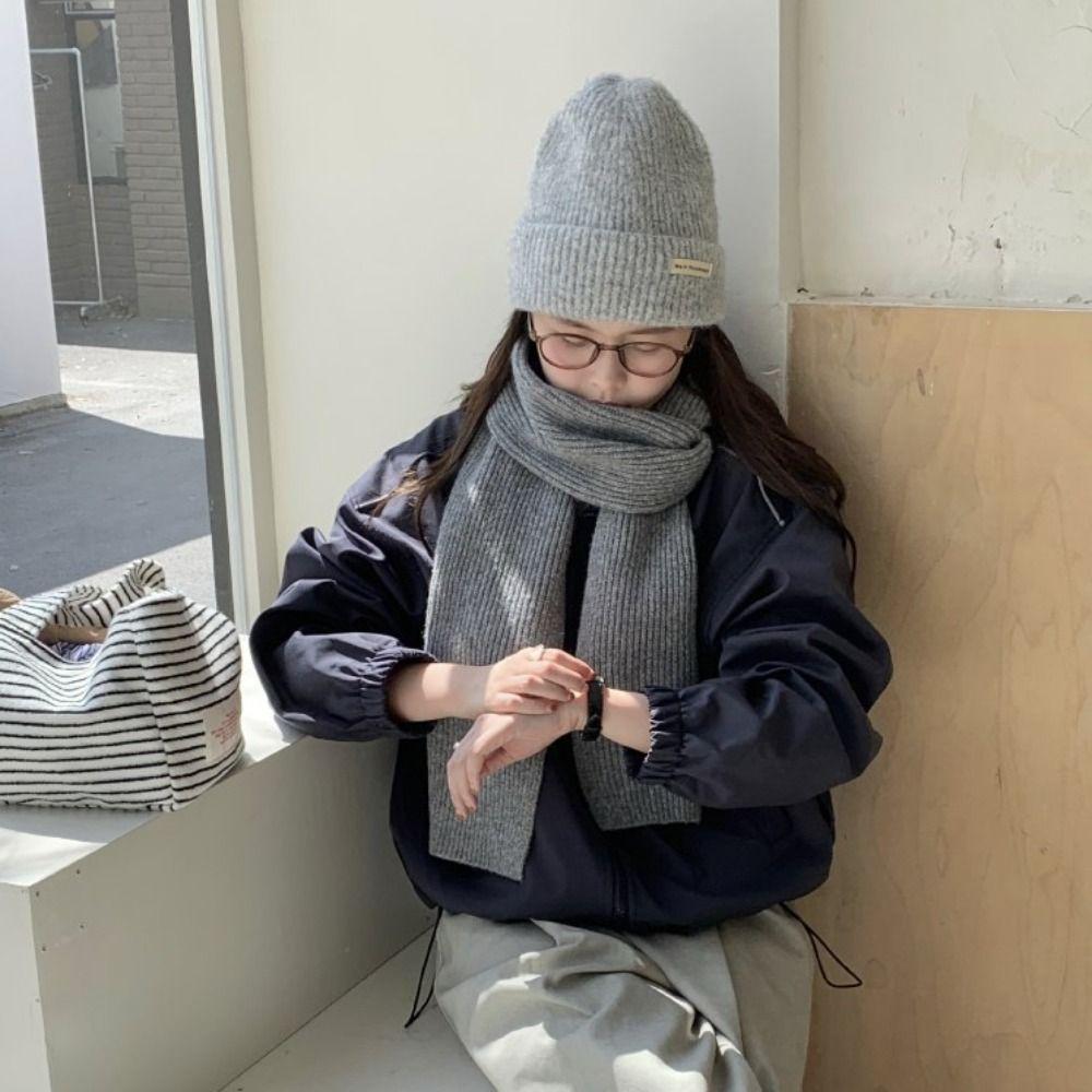 Simple Winter Cashmere Scarf Solid Color Women Scarves Shawl Casual Wool Knitted Scarf Gifts