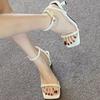 Fashion Women High Heel Sandals Summer Casual Female Woman Square Heel Open Toe Strap Wedge Shoe 2025 New Elegant Heels