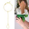 Women Thin Chain Crystal Zircon Bracelet Hand Jewelry Finger Bracelet Finger Ring Hand Chain