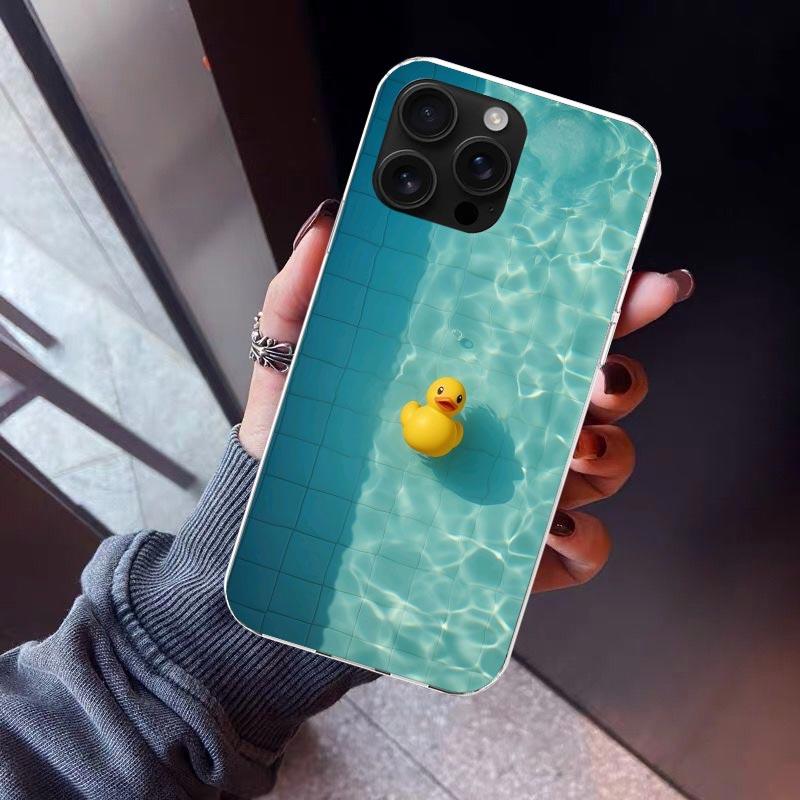 Чехол для телефона с резиновыми уточками в бассейне для iPhone 17 Air 16 15 Pro Max 14 Plus 13 Mini 12 11 Чехол 7 8 SE Силиконовый корпус Печать Fu