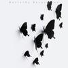 12Pcs/set 3D Black Pteris Butterfly Wall Sticker Butterflies Magnet Stickers