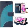 Case for Xiaomi Redmi Note 12S - E.F.Connection - Leather Folio Case - 2 Tempered Glasses - Blue - Flexible