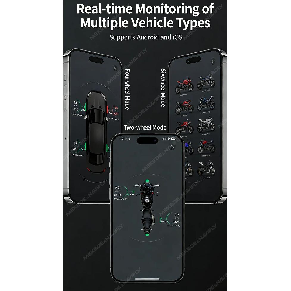 Car TPMS BT 5.4 Tire Pressure Monitoring System Connect Mobile Phone for LOS Android Motorcycle Truck Car Tyre Pressure Sensor