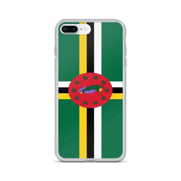 Coque Téléphone – Drapeau de la Dominique – Compatible iPhone 7 Plus – Étui Souple – Résistant et Antichoc - Silicone - Pixelforma