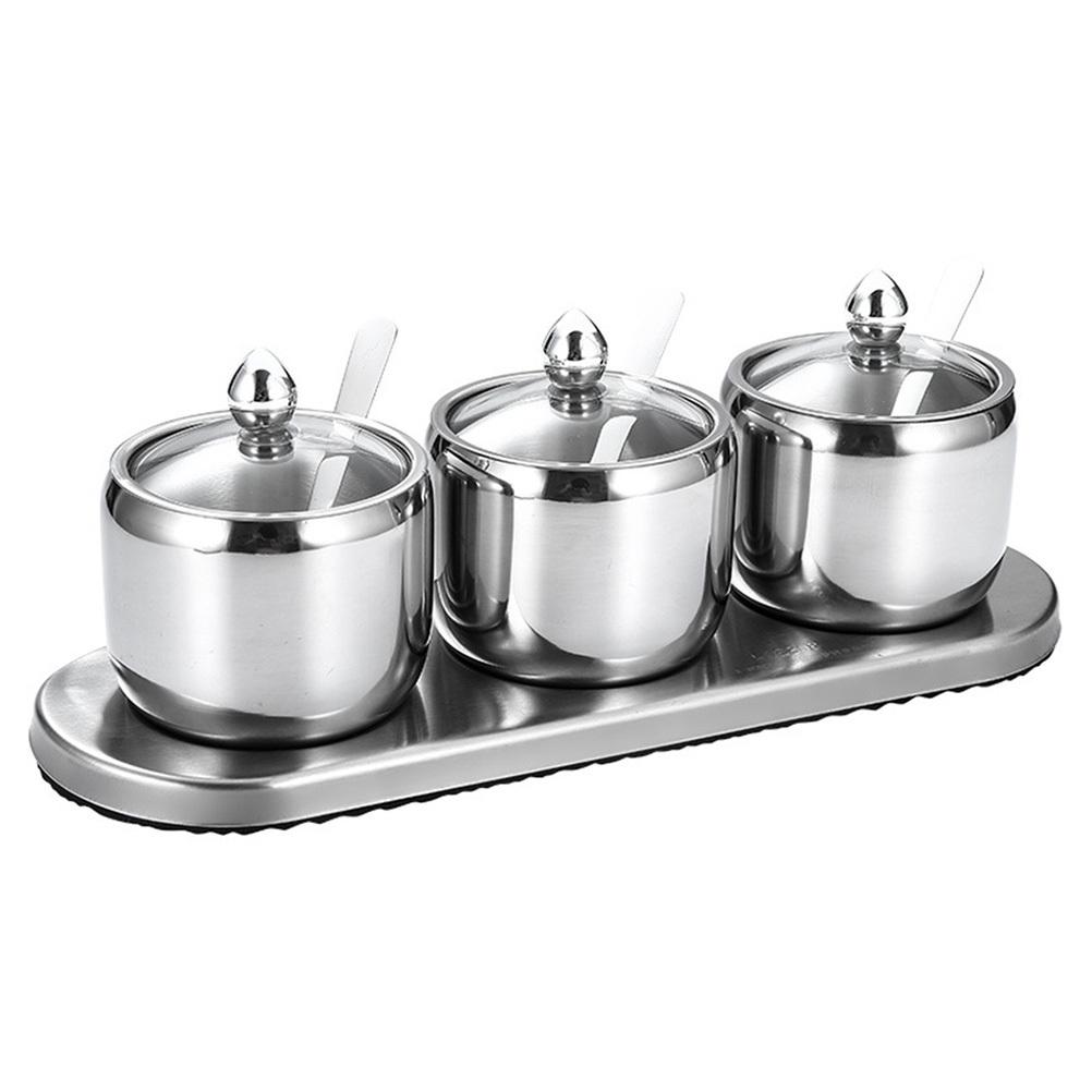 Stainless Steel Seasoning Jars Food Grade Kitchen Salt Pepper Spice Storage Pots for Home Cafe Party Seasoning Jar