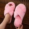 Girls fluffy cross slippers new fashion household autumn and winter warm cotton slippers women