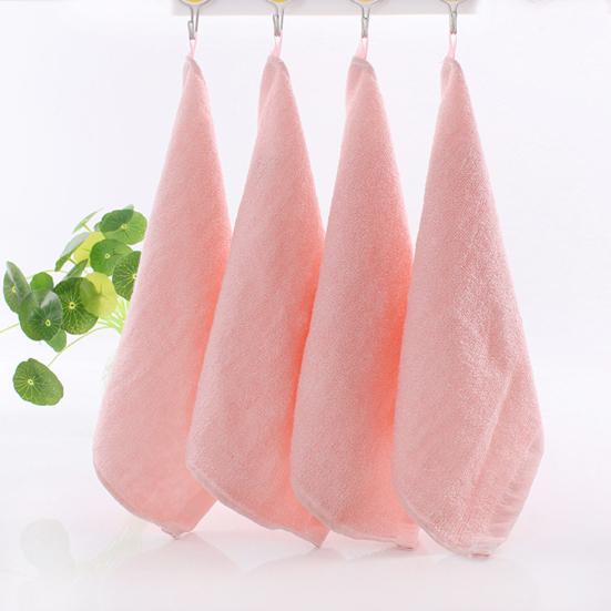 25x25CM Square Towel Ultra Soft Bamboo Fiber Hanging Loop Quick Drying Super Absorbent Kindergarten Kids Baby Hanging Hand Towel Small Washcloth