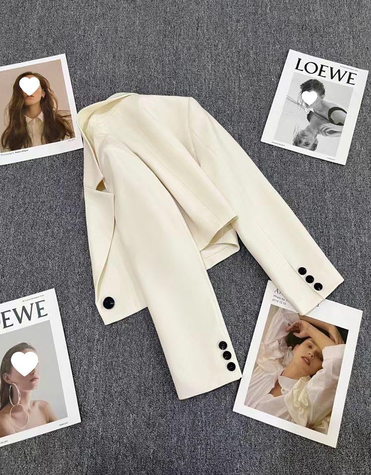 2025 Женский Универсальный Маленький Однотонный Пиджак-Жакет с Длинным Рукавом