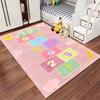 Hopscotch design carpet, pink background, cute style Suitable for use as an anti-slip game mat for living room and bedroom sofas
