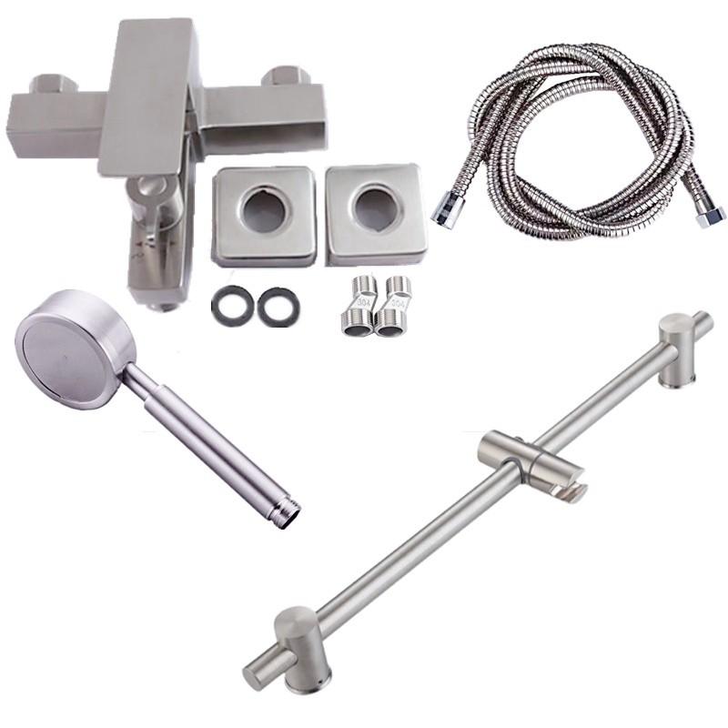 Bathroom Hot And Cold Water Mixing Valve Faucet Stainless Steel Bathtub Water Tap Household Shower Set