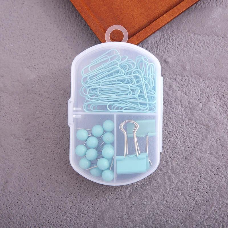 Красочный набор канцелярских товаров 3-в-1 - Милые скрепки, зажимы для бумаги и канцелярские кнопки в наборе для школьных и офисных принадлежностей