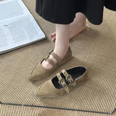 Ретро туфли-лодочки с острым носком и неглубоким вырезом, модные, женские, новый дизайн 2025, французский поздний вечерний стиль, туфли Мэри Джейн, партия