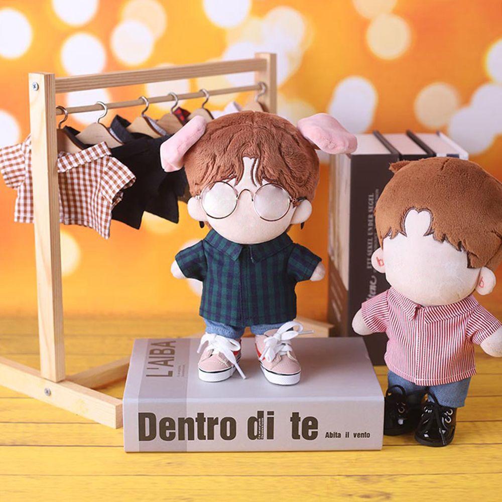 Accessories Cotton Stuffed Stripes Lattice Idol Doll Clothes Solid Color Blouse 20CM Doll Shirt