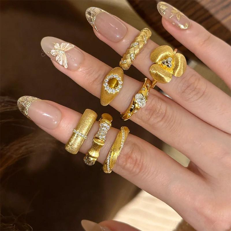 Elegant Lightweight Luxe Copper Ring With Unique Geometry And Glittering Details