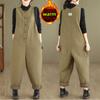 Japanese Rhombic Quilted Thickened One-piece Overalls Cotton Pants Women's Winter Large Size Casual Plus Velvet Warm Harem Pants