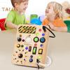 LED Light Switch Busy Board Toddler Light-up Switch Control Wooden Board Fine Motor Skills Kids Educational Learning Activity Game Board Toy