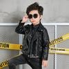 Весенне-осенне-зимняя детская одежда, кожаная куртка для мальчиков, мотоциклетные топы для средних и маленьких детей с лацканами