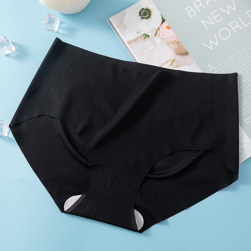 Women Seamless Panties Ice Silk Mid Waist Elastic Briefs Knickers Underwear Women's Ultra-thin Summer Underwear