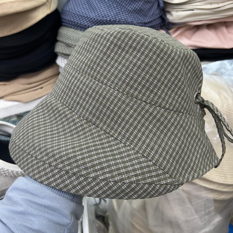 Spring and summer new plaid temperament fisherman hat children's sunshade sunscreen versatile basin hat UV protection bucket hat