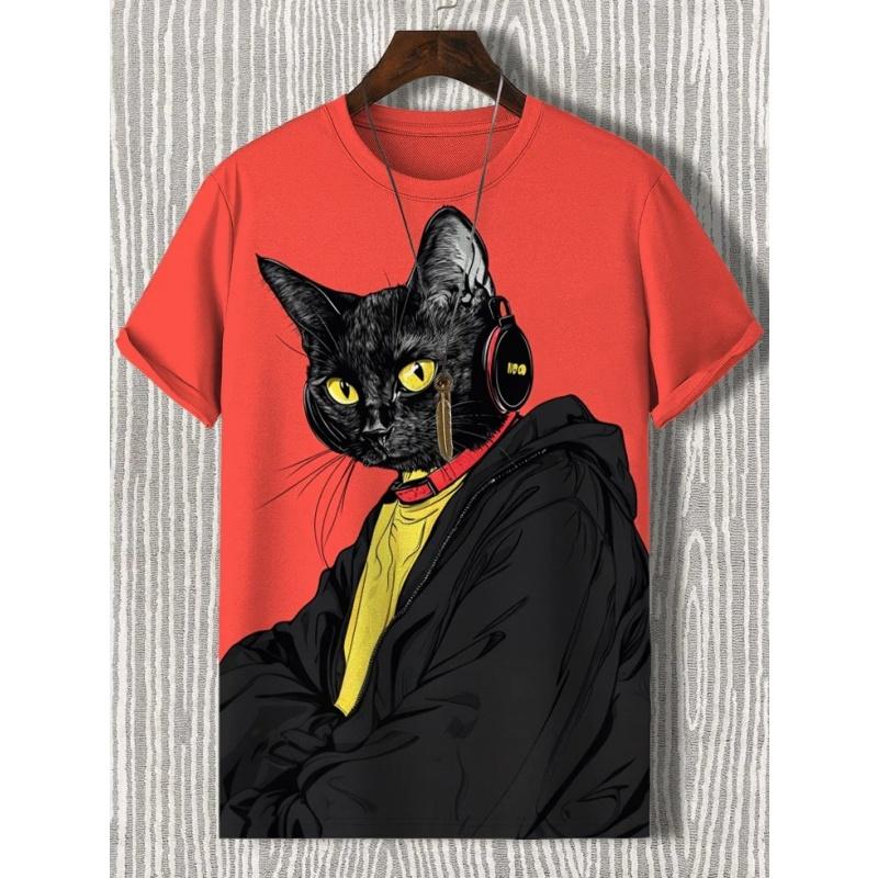 Милая футболка с рисунком выдры, кошки, панды, для мужчин, забавные футболки с 3D-принтом в виде животных, повседневные футболки с коротким рукавом и круглым вырезом, уличные спортивные футболки