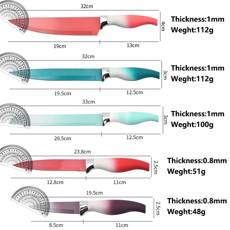 5 шт., наборы ножей, набор кухонных ножей, ножи шеф-повара, кухонный нож для нарезки хлеба, нож для нарезки фруктов, зубчатый нож для мяса