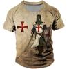 Vintage Men's T-shirts Knights Templar Print T Shirts For Men Summer Oversized Tops Short Sleeve Tees Casual O-Neck Men Clothing