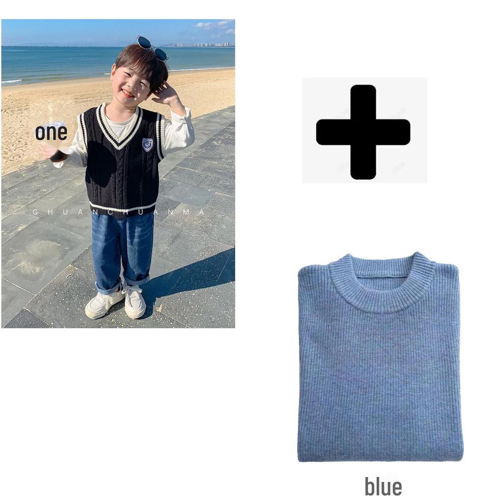 Детский жилет-свитер в студенческом стиле - вязаный жилет на весну и осень для мальчиков и девочек