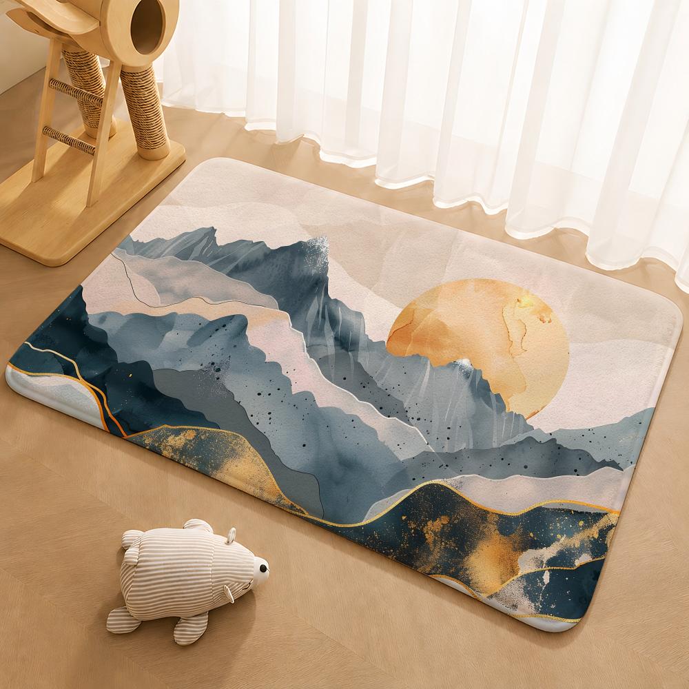 Mountain Land Floor Mat Floor Mat Soft Flannel Non-Slip Door Rug for Living Room