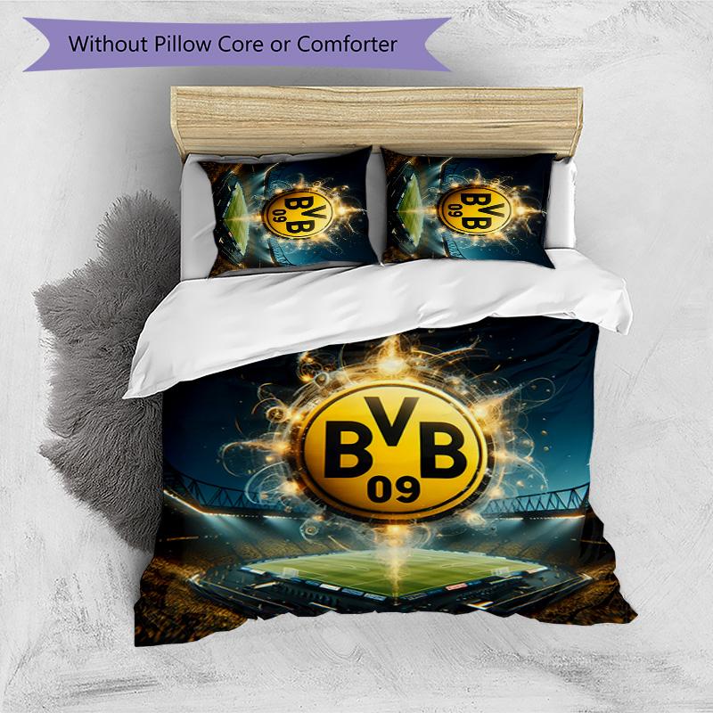 3pcs Borussia Dortmund pattern bedding set duvet cover set includes duvet cover &pillowcases,perfect all season bedroom decoration&gift