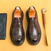 Мужская обувь Большеголовая кожаная обувь Деловая платьевка Черный Тренд Британский Ретро Мужская платформа Коричневые Дерби Мартин