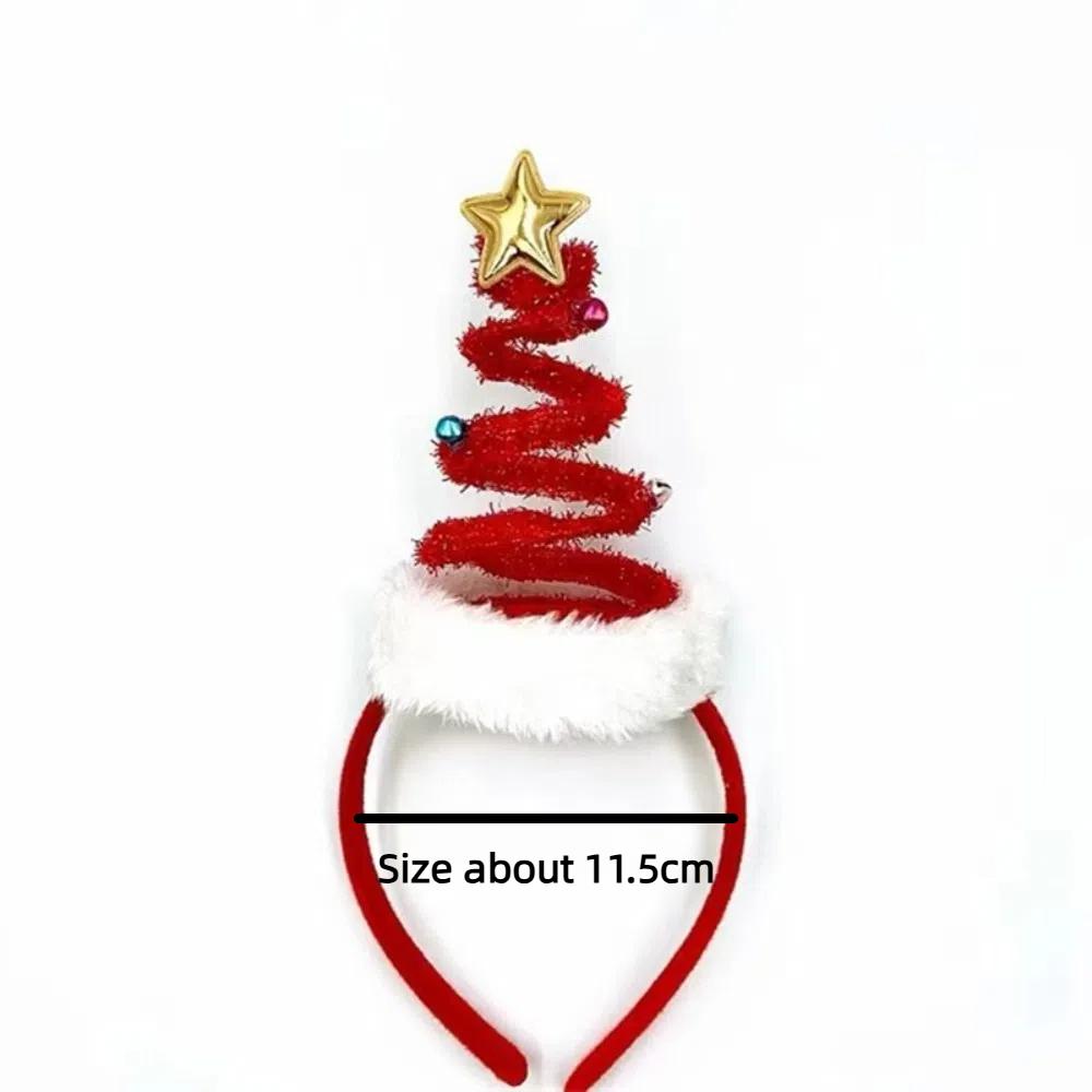 2025 Spring Christmas Headband Fluffy Bells Christmas Tree Hair Hoop Happy New Year Hair Clip Children Headwear Noel Supplies