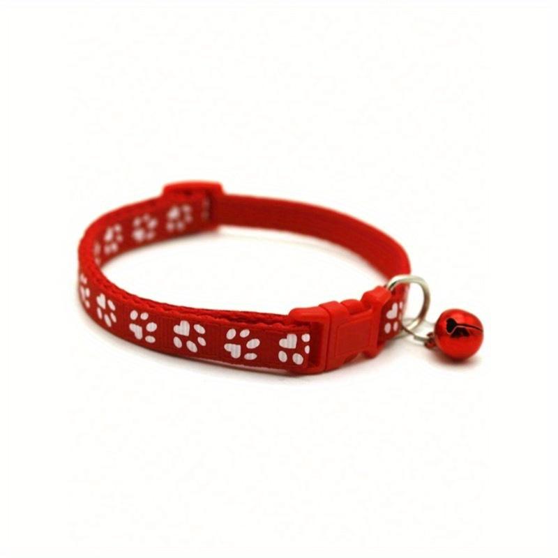 Красочные и милые ошейники-колокольчики для кошек, регулируемые безопасные кошачьи ошейники с колокольчиками, мультяшные и забавные ошейники со следами лап, товары для кошек