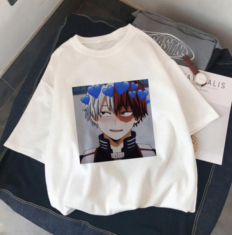 My Boku No Hero Academia Katsuki Bakugou Топ с принтом Harajuku, женская футболка, повседневные женские базовые футболки с круглым вырезом и короткими рукавами