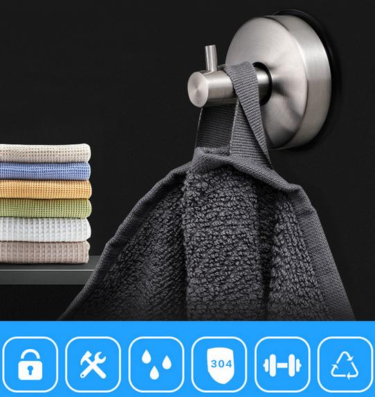 Stainless Steel 304 Nickle Brushed Vacuum Suction Cup Hooks Shower Hook Wall Hook Removable for Bathroom Kitchen Bedroom