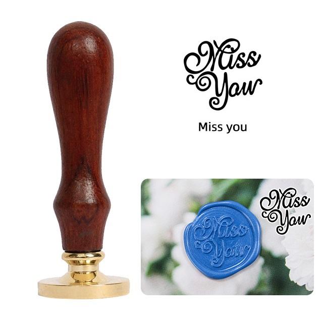 Ретро деревянная и латунная печать для сургуча с декоративными узорами для приглашений и скрапбукинга