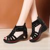 2025 Новая Мода Клиновые Сандалии Женские Летние Туфли Элегантные Женские Римские Сандалии С Вырезами Женские Сандалии Черные Клиновые Каблуки