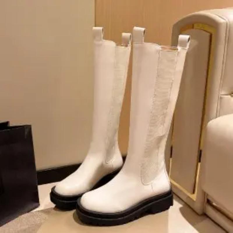 Internet Celebrity Super Round Toe Boots, Thick Heeled Long Boots, Autumn and Winter New Style Sleeve High Top Boots